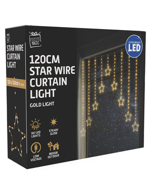 Gold LED Wire Star Curtain 1.2m