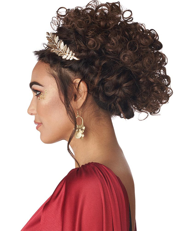 Greco Roman Goddess Brown Clip On Wig