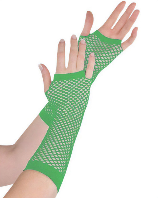 Green Long Fishnet Gloves