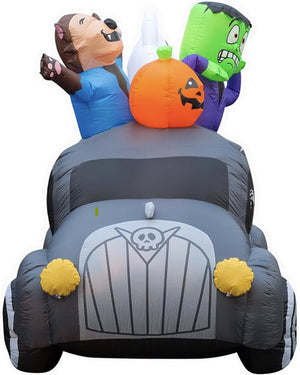 Halloween Ghouls in Hearse Lawn Inflatable 1.8m