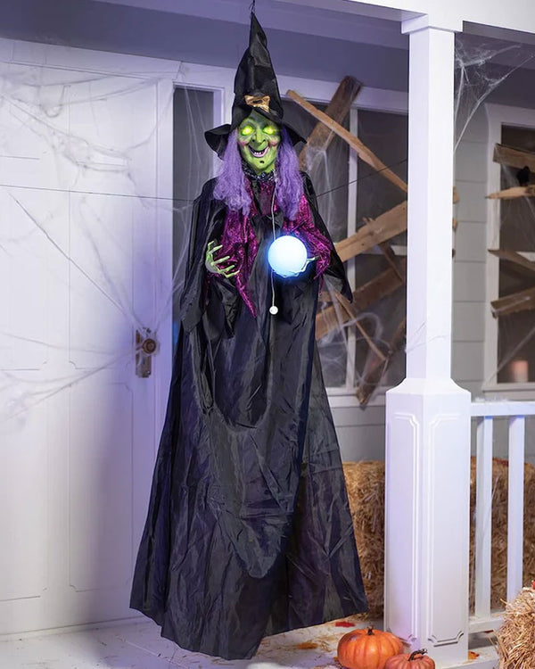 Hanging Animated LED Witch With Magic Ball 2m