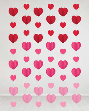 Hearts Hanging String Decorations Pack of 6