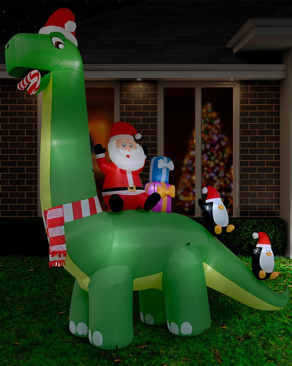 Humungous Dino and Friends Christmas Lawn Inflatable 3.9m