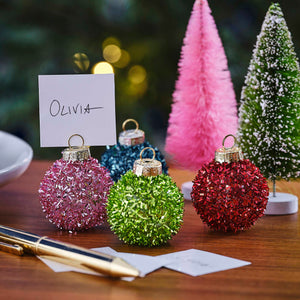 Merry & Bright Tinsel Bauble Place Card Holders Pack of 4