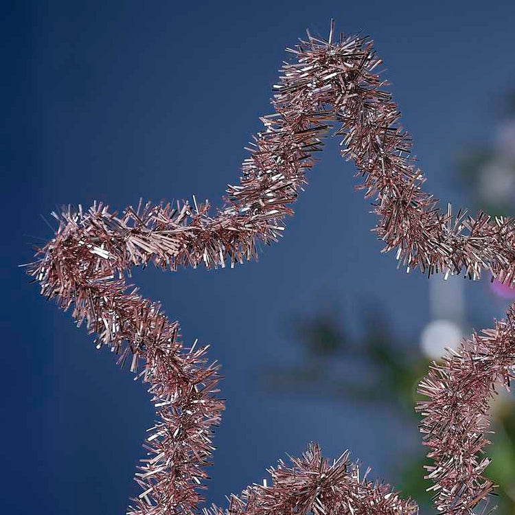 Merry & Bright Pink Tinsel Christmas Star Tree Topper