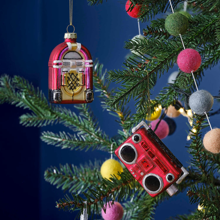 Christmas Merry & Bright Novelty Retro Music Set Hanging Tree Decorations