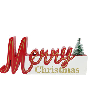 Merry Christmas Table Sign Tree 26cm