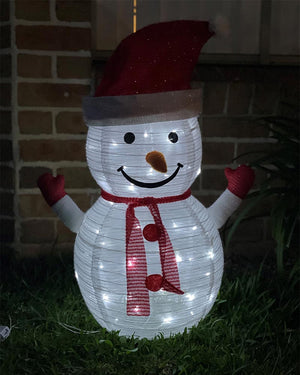 Mesh Tinsel Snowman Lawn Decoration with Christmas LEDs 70cm