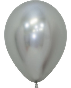 Metallic Reflex Silver 30cm Latex Balloons Pack of 100