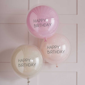 Mix It Up Balloon Bundle Happy Birthday Double Stuffed Pink Pack of 3