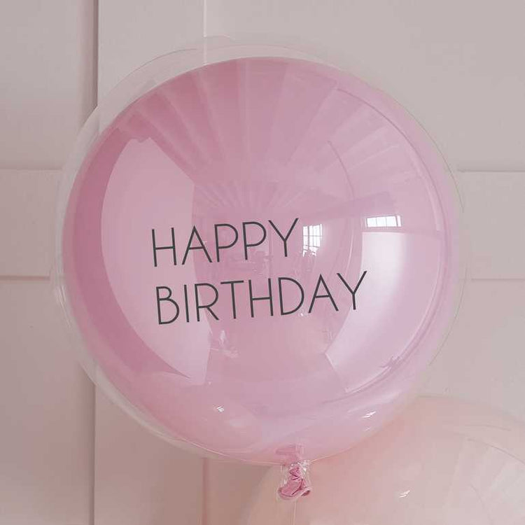 Mix It Up Balloon Bundle Happy Birthday Double Stuffed Pink Pack of 3