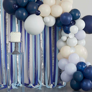 Mix It Up Balloon Backdrop Balloon Arch & Streamers Blue & Cream Pack of 109