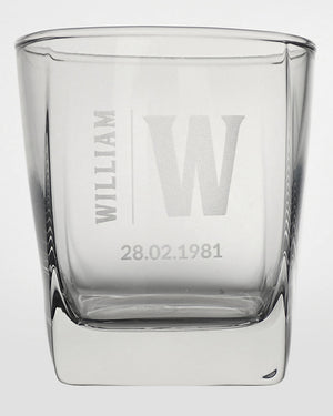 Monogram Engraved Square 295ml Scotch Glass