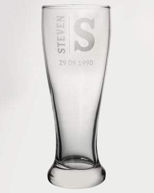 Monogram Personalised Engraved 425ml Beer Glass