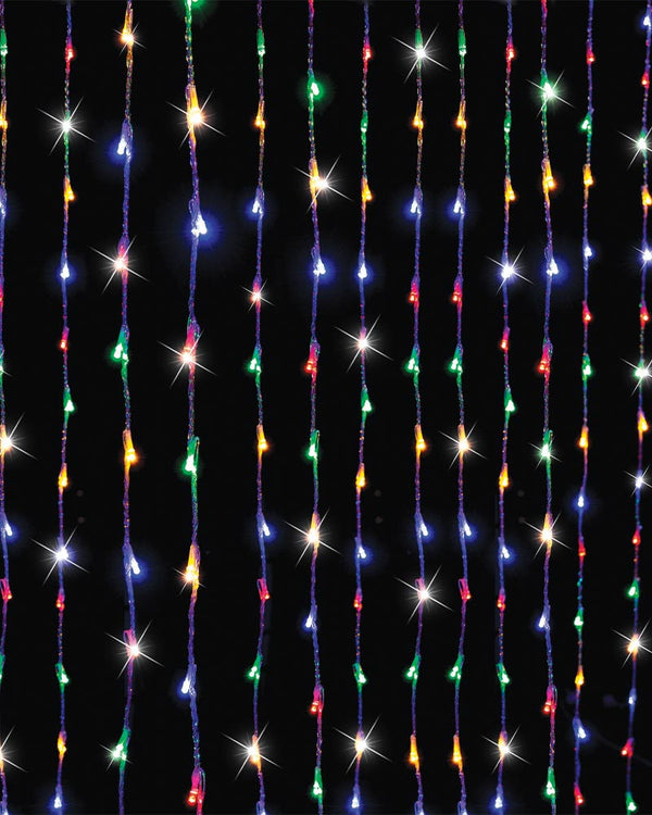 Multi Coloured Cascading Curtain LED Lights 3m
