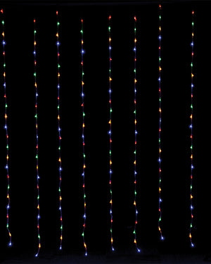 Multi Coloured Cascading Curtain LED Lights 3m