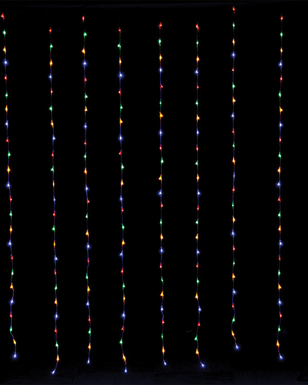 Multi Coloured Cascading Curtain LED Lights 3m