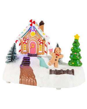 Gingerbread House Musical LED Christmas Decoration 20cm with USB