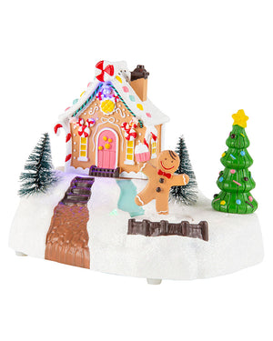 Gingerbread House Musical LED Christmas Decoration 20cm with USB