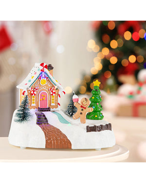 Gingerbread House Musical LED Christmas Decoration 20cm with USB