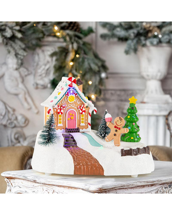 Gingerbread House Musical LED Christmas Decoration 20cm with USB