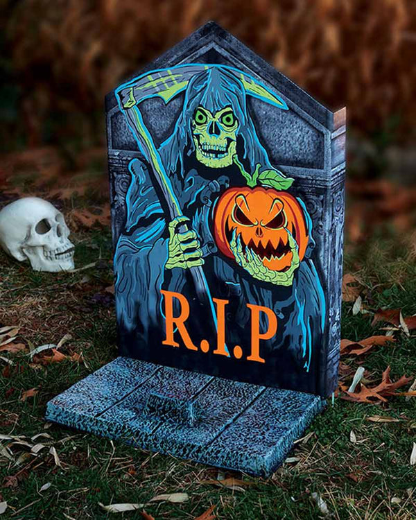 Neon Light Up Tombstone Reaper 56cm