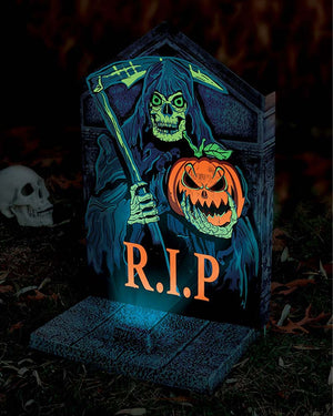 Neon Light Up Tombstone Reaper 56cm