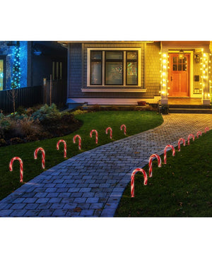 Flashing Candy Canes Christmas LED Path Lights Pack of 20