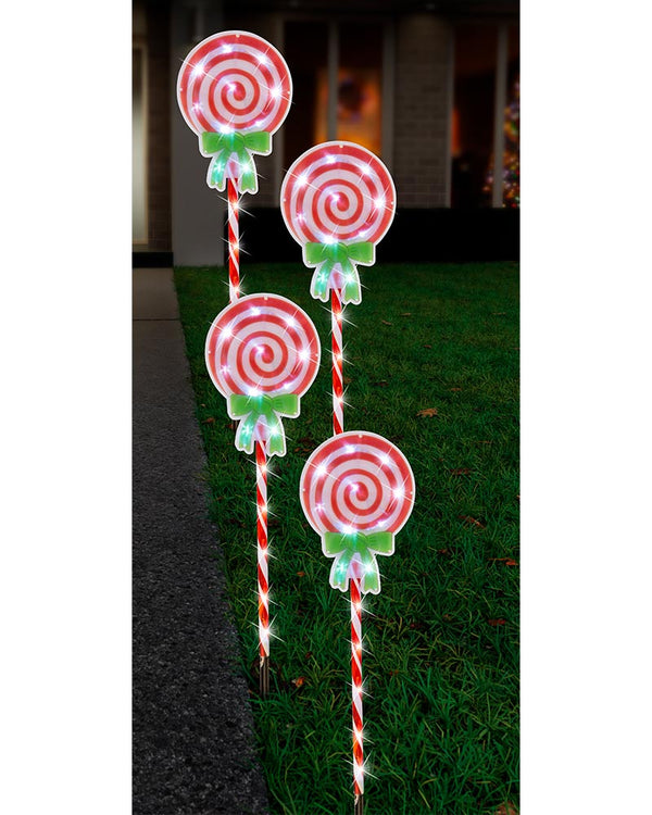 LED Christmas Candy Lollipop Path Lights 74cm Pack of 4