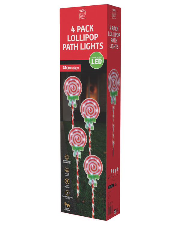 LED Christmas Candy Lollipop Path Lights 74cm Pack of 4