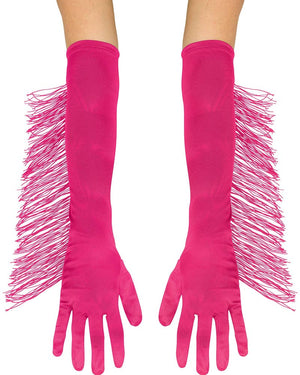 Pink Fringe Gloves