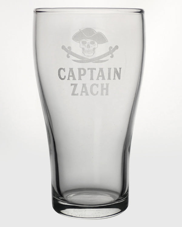 Pirate Captain Engraved 425ml Schooner Beer Glass