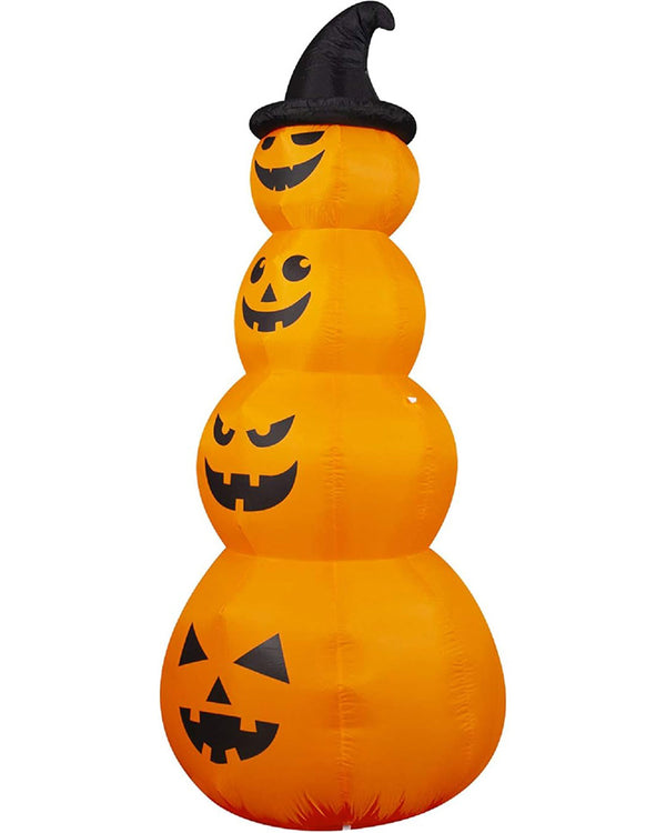 Pumpkin Stacked with Witches Hat Lawn Inflatable 2.4m