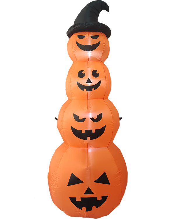 Pumpkin Stacked with Witches Hat Lawn Inflatable 2.4m