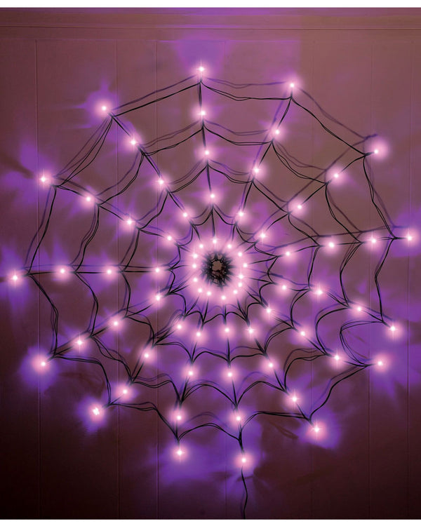 Purple Light Up LED Spider Web 1m