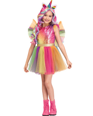 Rainbow Sequin Unicorn Girls Costume