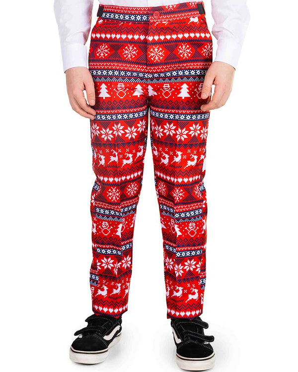 Christmas Red Nordic Pixel Boys Suitmeister