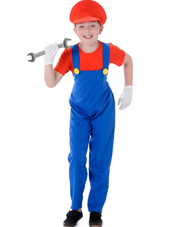 Red Plumber Guy Boys Costume