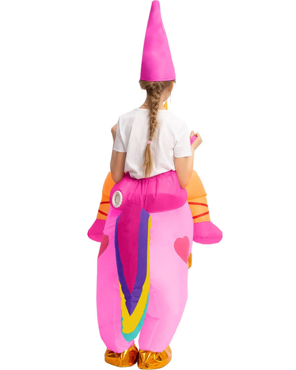 Riding A Pink Unicorn Inflatable Kids Costume