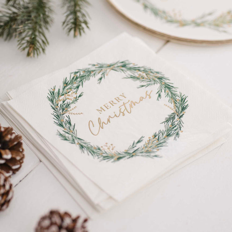 Rustic Red Christmas Beverage Napkins