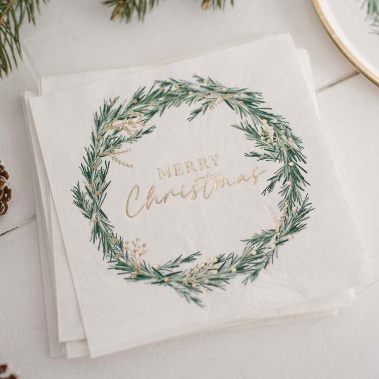 Rustic Red Christmas Beverage Napkins