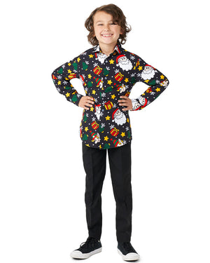 Santa Elves Black Boys Suitmeister Shirt