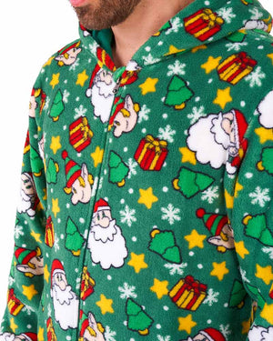 Christmas Santa Elves Green Adult Jumpsuit