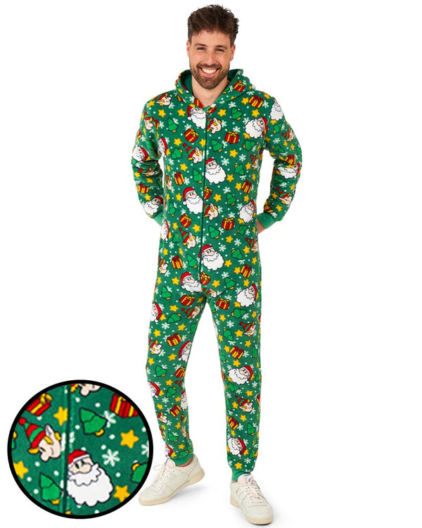 Christmas Santa Elves Green Adult Jumpsuit