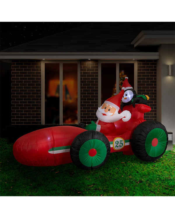 Santa Race Car Christmas Lawn Inflatable 2.2m