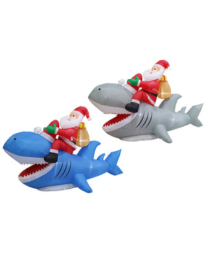 Santa Riding Shark Inflatable Decoration 2.5m