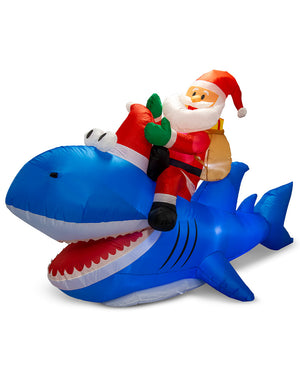 Santa Riding Shark Inflatable Decoration 2.5m