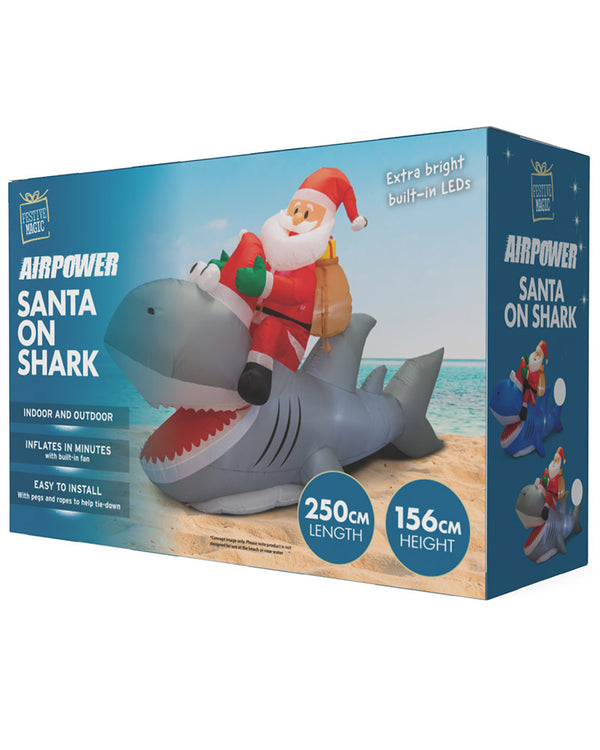 Santa Riding Shark Inflatable Decoration 2.5m