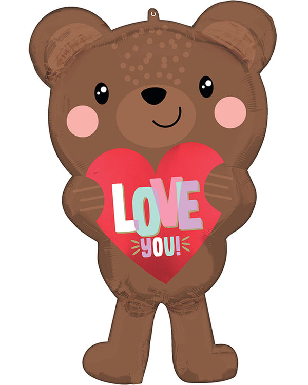 Satin Brown Love You Bear 76cm SuperShape Foil Balloon