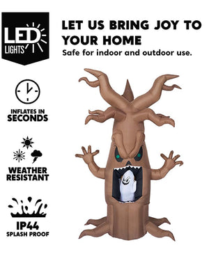 Scary Tree With Animated Ghost LED Lawn Inflatable 2.1m